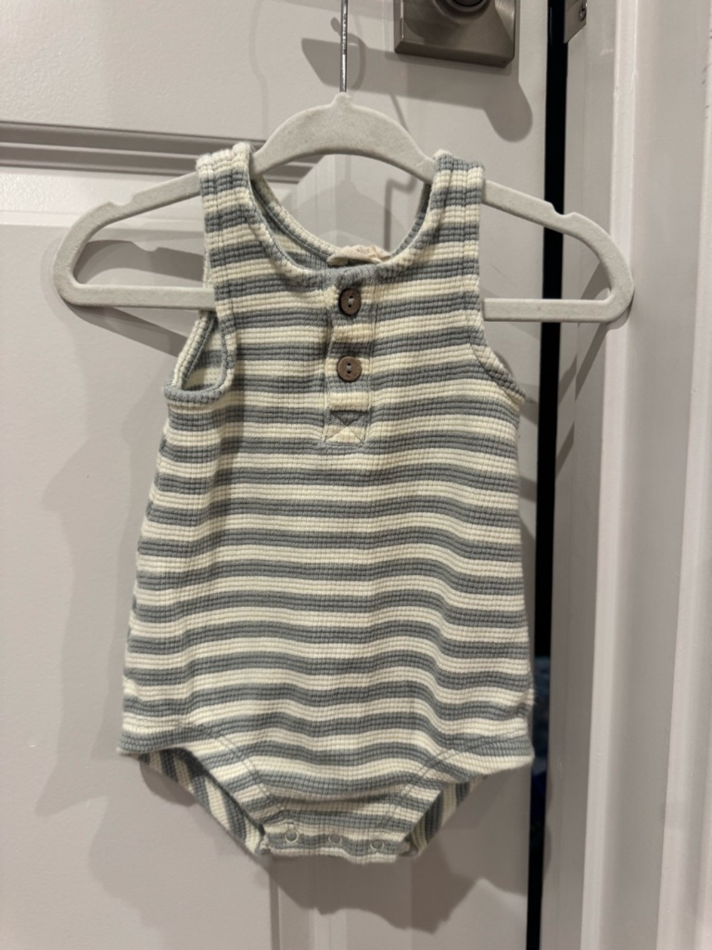 Quincy Mae Blue & White Striped Waffle Knit Bubble - Picture 2 of 4